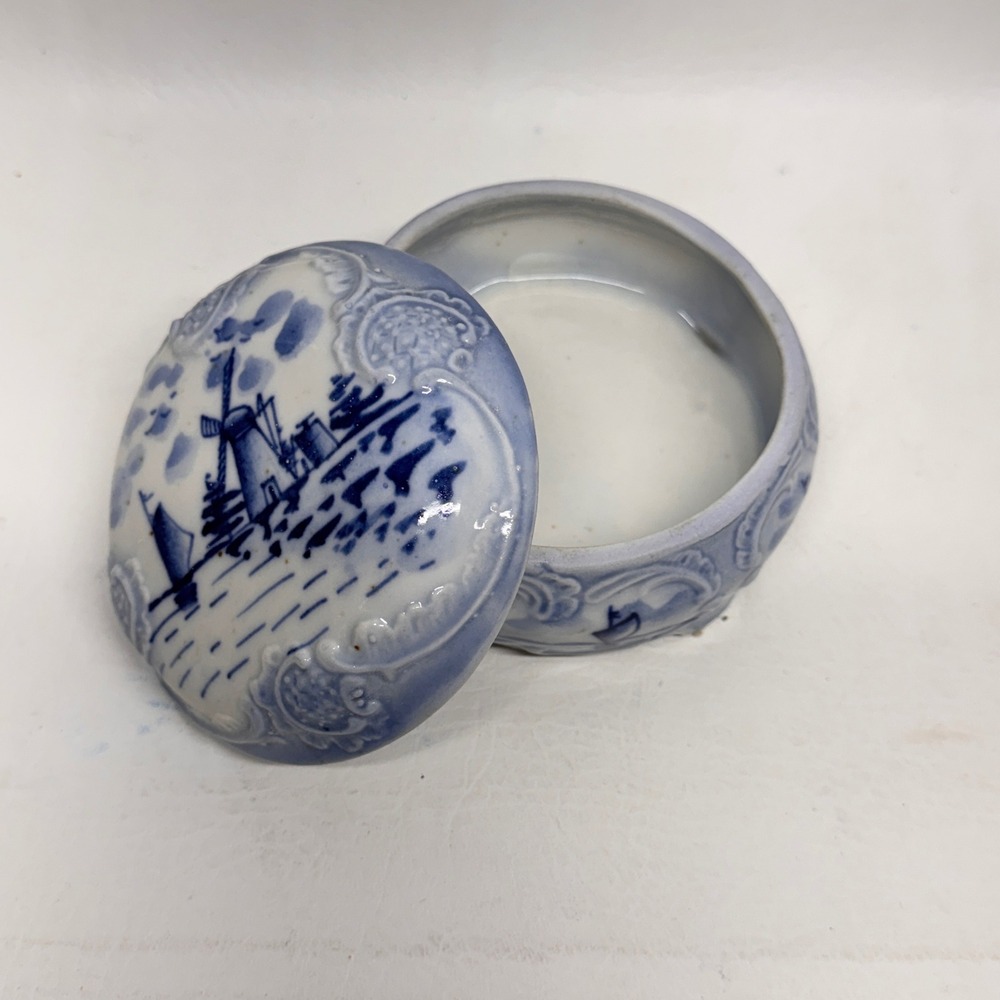 Unbranded‎ Trinket Box Unisex OS Blue White Windmill Delft Style Coastal Decor